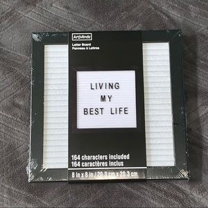 NEW! 1 White Felt Letter Board Black Frame 8”x 8”